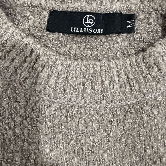 Lillusory Bouclé Textured Crewneck Sweater Women’s M Brown Cozy Minimalist Knit - Picture 2 of 6